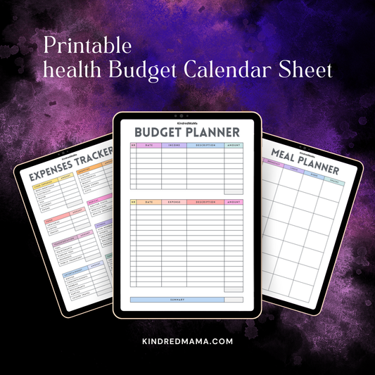 Printable health Budget Calendar Sheet